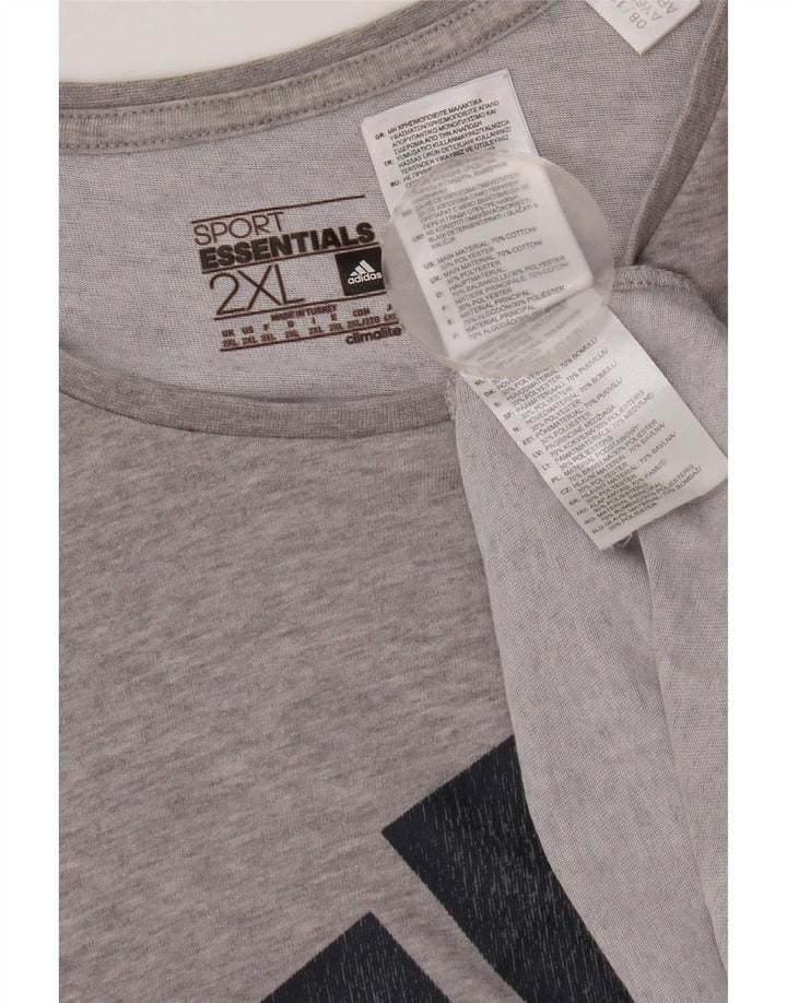 Adidas Herre Grafisk T-Shirt Top 2XL Grå Bomuld