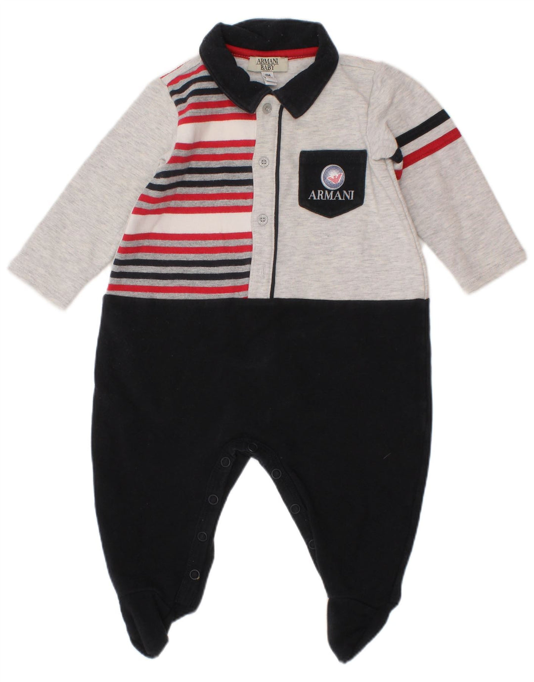 ARMANI BABY Baby Drenge Langærmet Jumpsuit 3-6 måneder Sort Colourblock