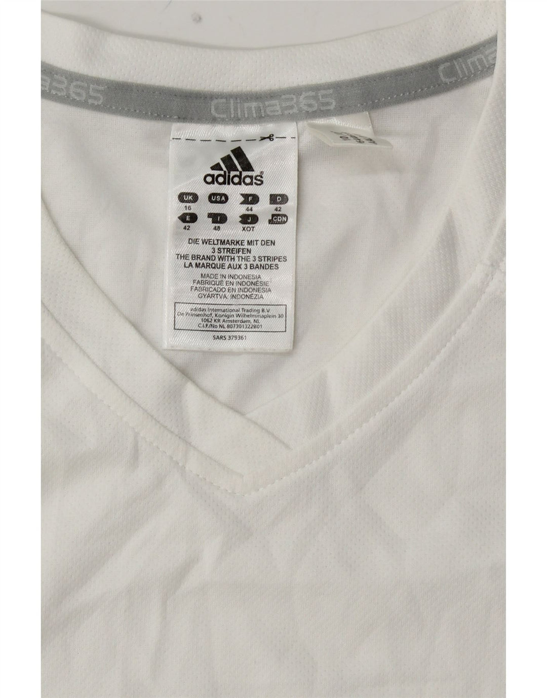 ADIDAS Dame Clima 365 T-Shirt Top UK 16 Stor Hvid Colourblock