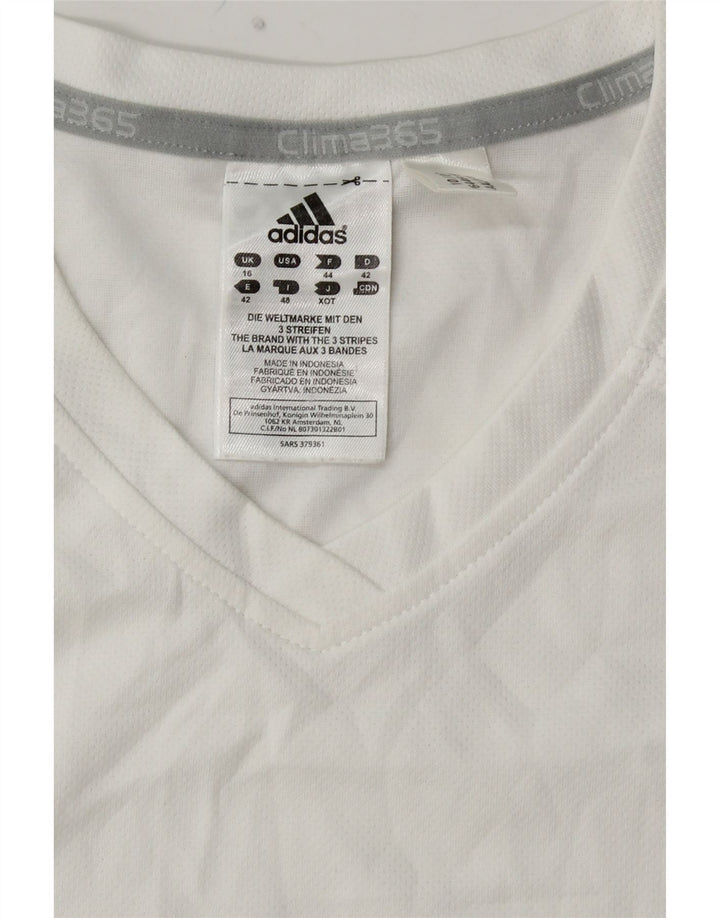 ADIDAS Dame Clima 365 T-Shirt Top UK 16 Stor Hvid Colourblock