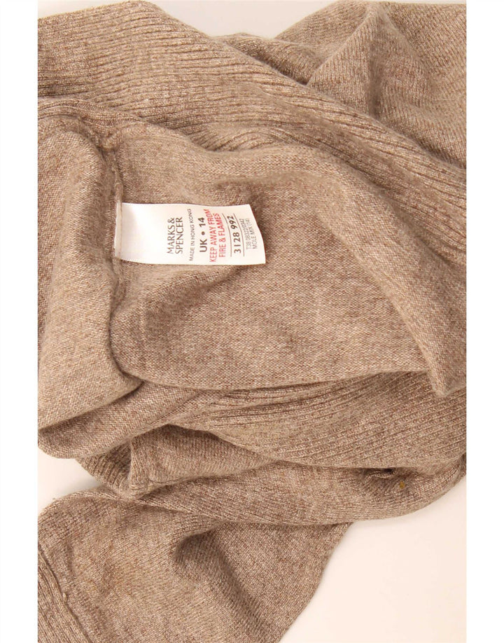 Marks & Spencer Dame Button Neck Jumper Sweater UK 14 Medium Beige