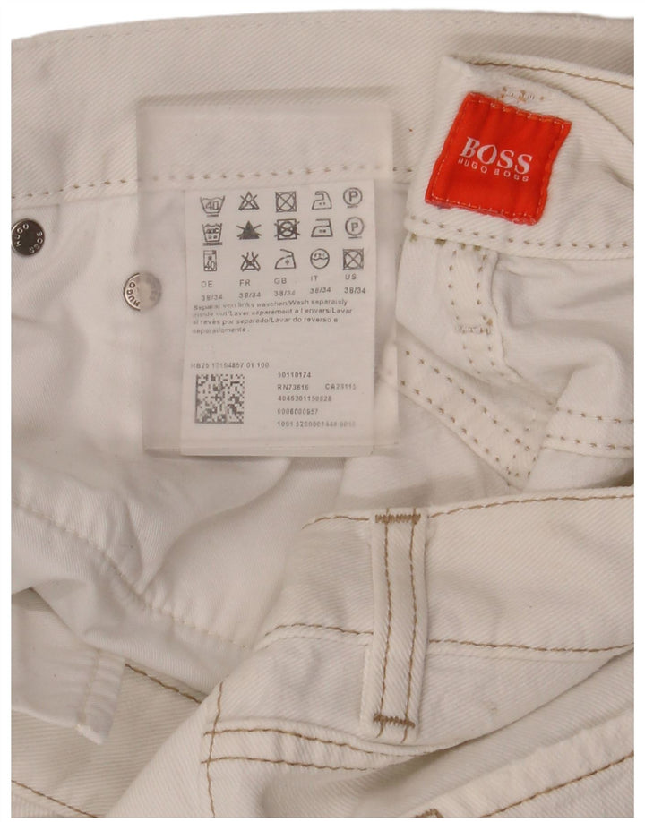 Hugo Boss Straight Jeans til mænd W38 L34 Hvid Bomuld