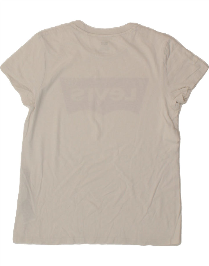 LEVI'S Womens Graphic T-Shirt Top UK 12 Medium White Cotton Vintage Levi's and Second-Hand Levi's from Messina Hembry 