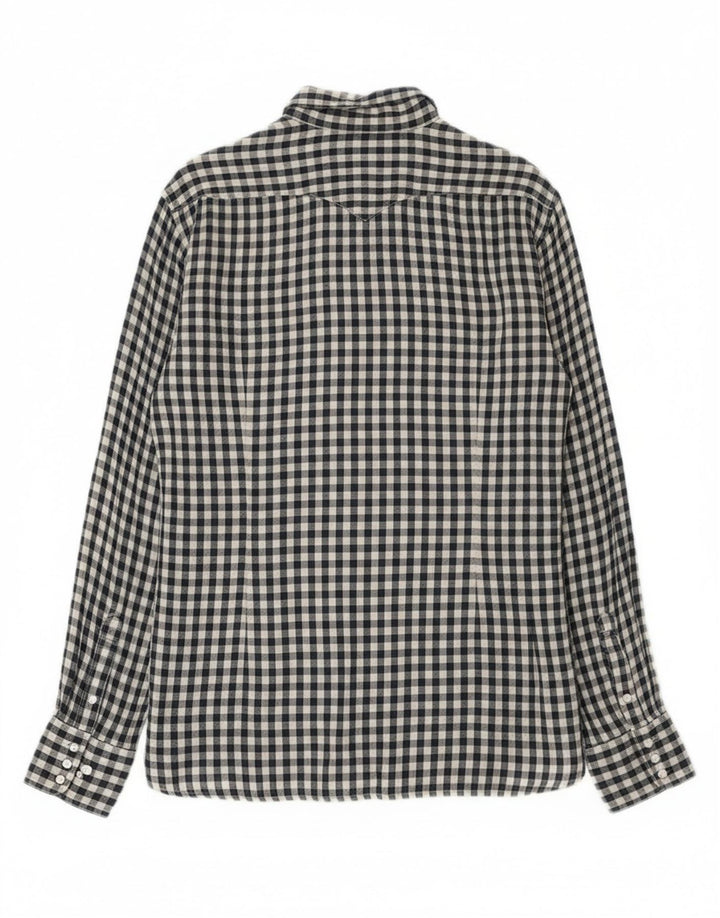 Stefanel herre vestlig skjorte stor marineblå Gingham bomuld