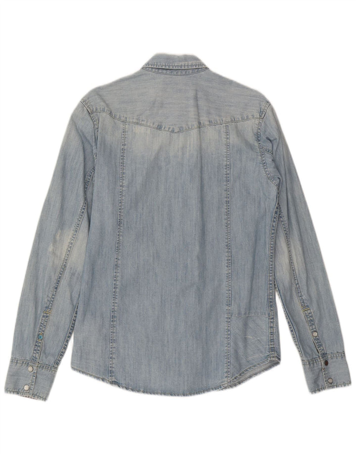 Tommy Hilfiger Denimskjorte til mænd, lille blå bomuld