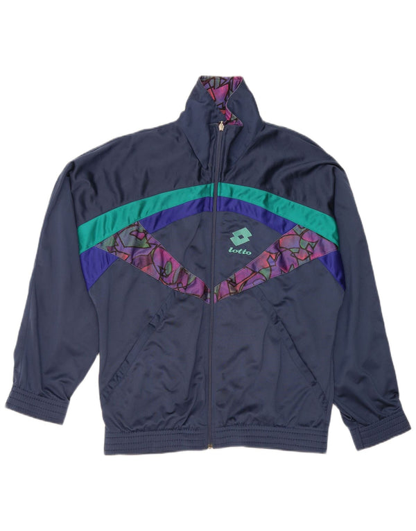 Lotto Mens Tracksuit Top Jacket Medium Navy Blue Colourblock