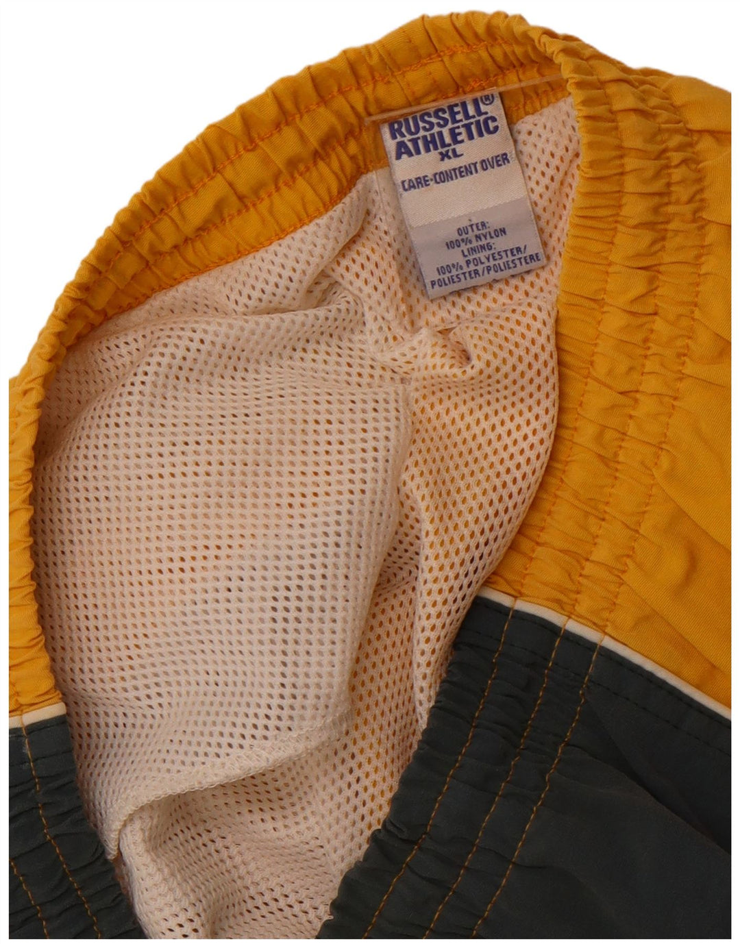 RUSSELL ATHLETIC Herre svømmeshorts XL Gul Colourblock Nylon