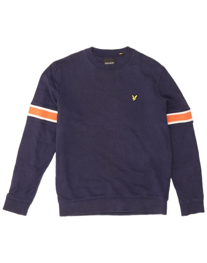 Lyle & Scott Sweatshirt til mænd, lille marineblå colourblock bomuld
