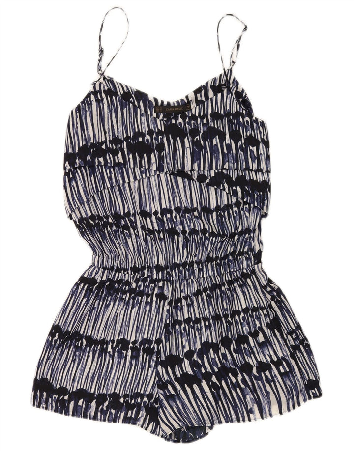 Zara kvinders abstrakt mønster ærmeløs playsuit UK 6 XS marineblå