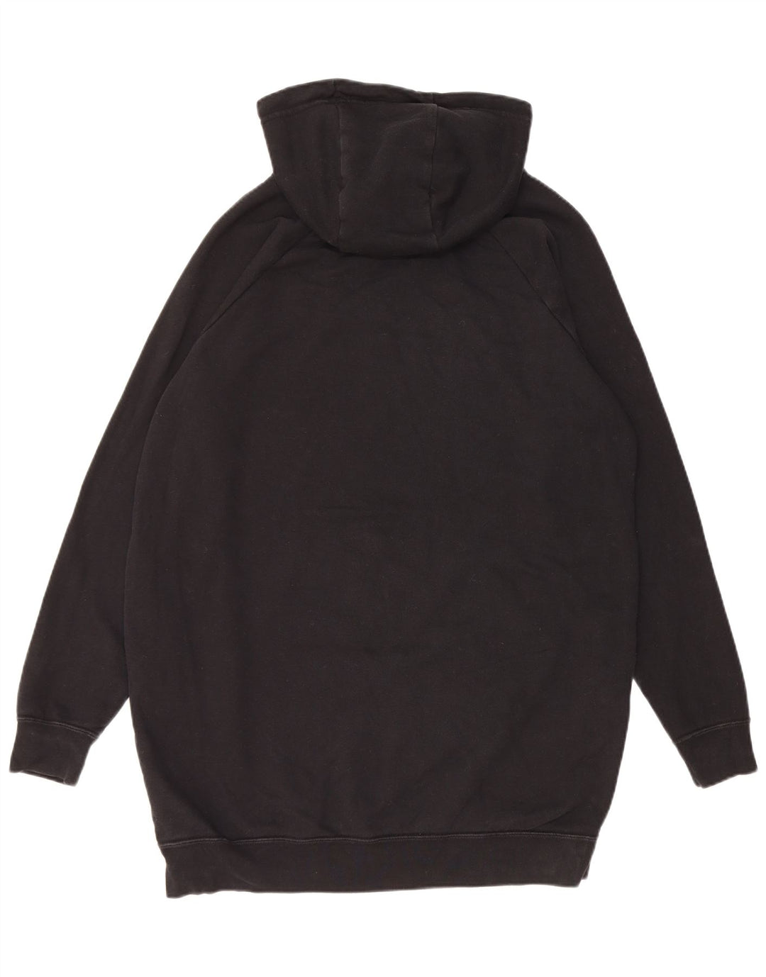 Nike Dame Longline Oversized Hoodie Jumper UK 14 Medium Sort Bomuld