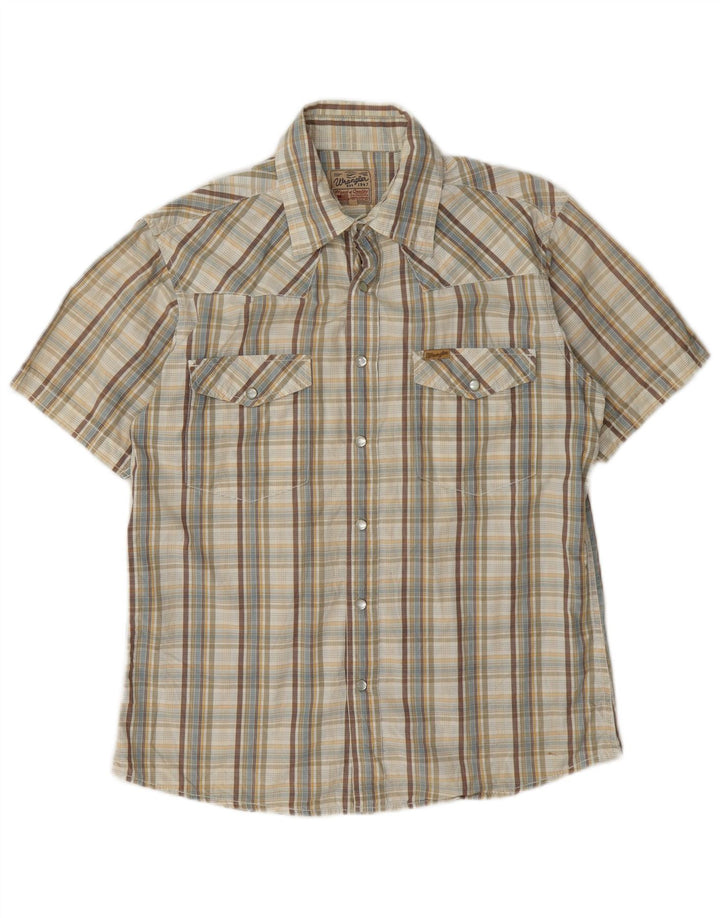 Wrangler Kortærmet Herreskjorte Medium Beige Ternet