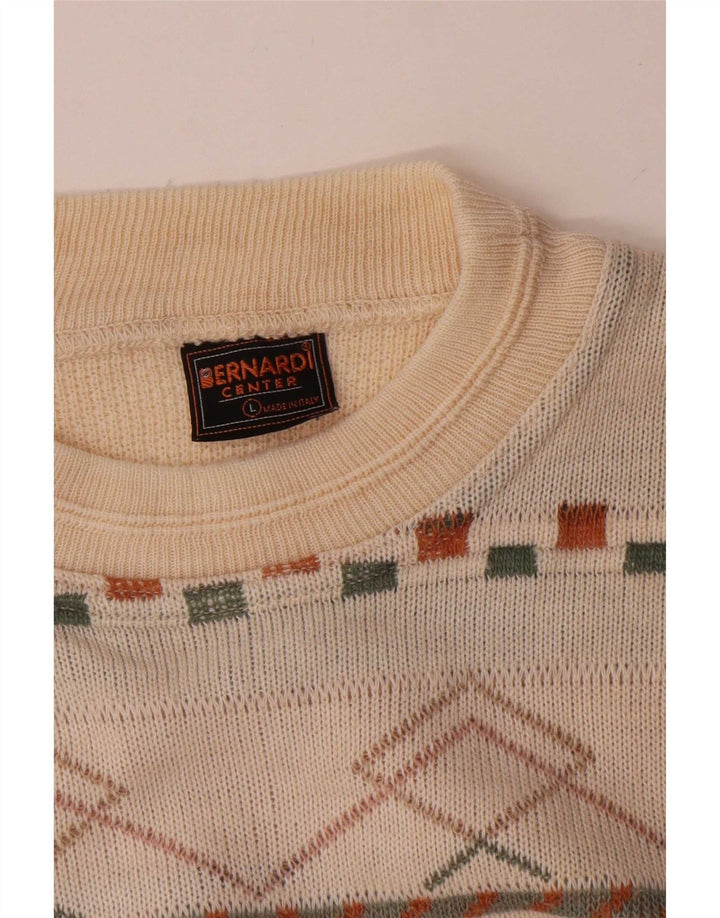 Bernardi Herre Crew Neck Jumper Sweater XL Off White stribet
