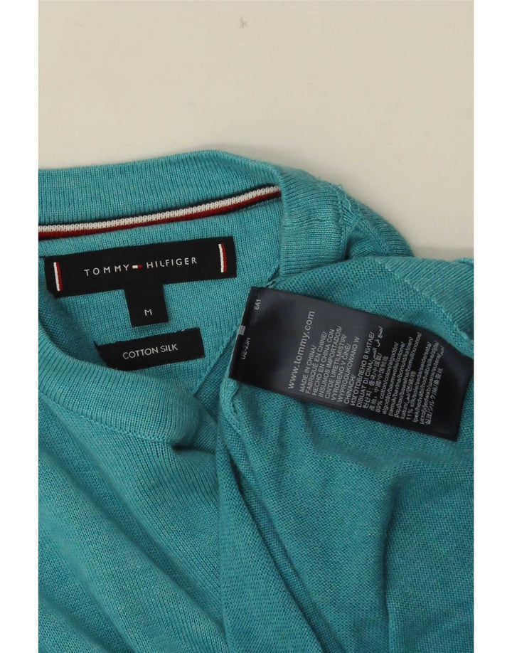 Tommy Hilfiger Herre sweater med rund hals, medium turkis bomuld