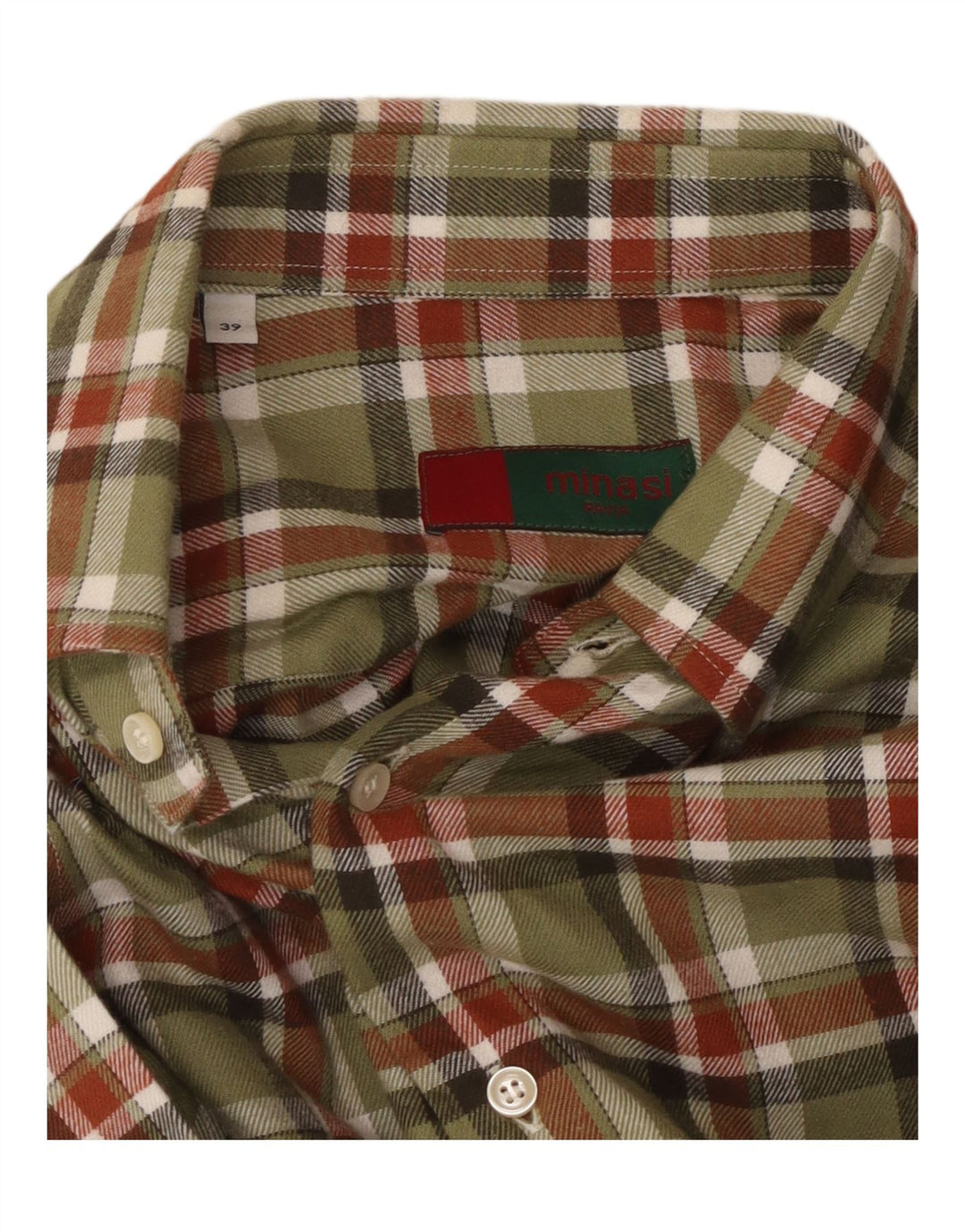VINTAGE herre flannelskjorte str. 39 Medium Khaki Check
