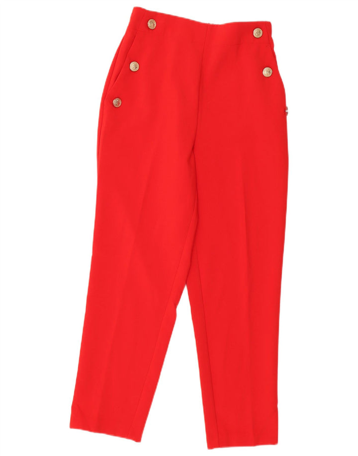 ZARA Womens High Waist Casual Trousers Small W26 L27 Red Polyester