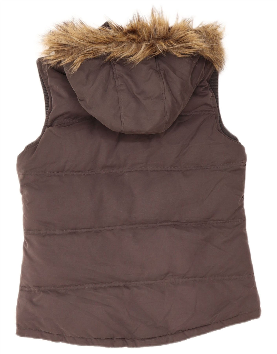 Fat Face Dame Hætte Polstret Gilet UK 14 Medium Grey Polyester
