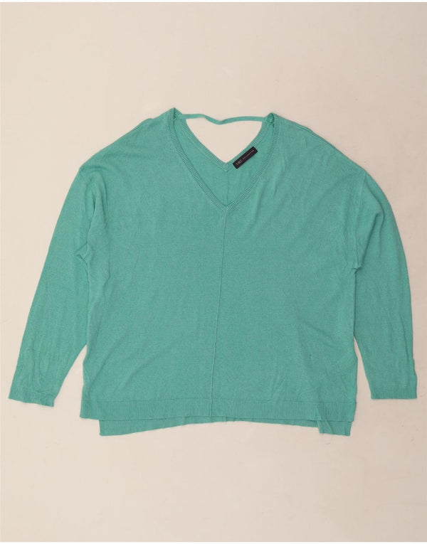 Marks & Spencer Dame V-hals sweater UK 22 3XL Turkis Viscose