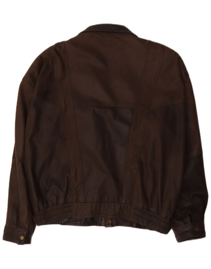 Vintage Bomber læderjakke til mænd IT 56 3XL brunt læder