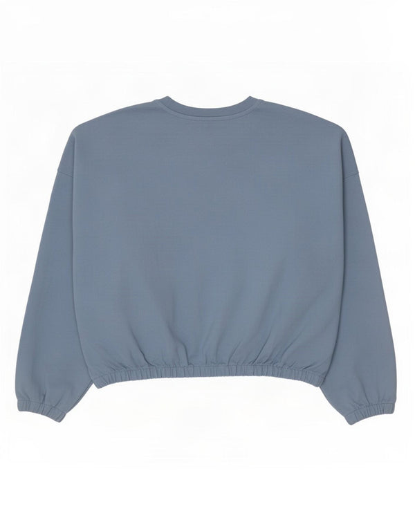 Adidas Womens Crop Oversized Sweatshirt Jumper UK 8 Small Blue Cotton