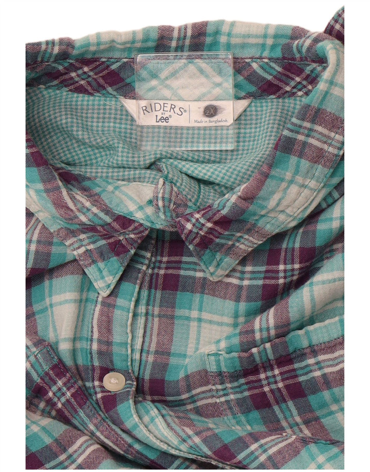 LEE Womens Riders Oversized Flannel Shirt UK 20 2XL Turquoise Check