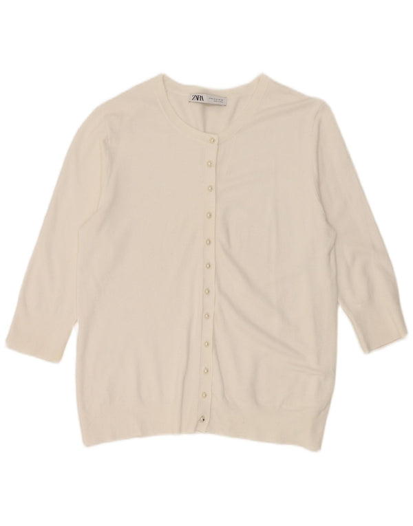 Zara 3/4-ærmet cardigantrøje til kvinder UK 18 XL Hvid