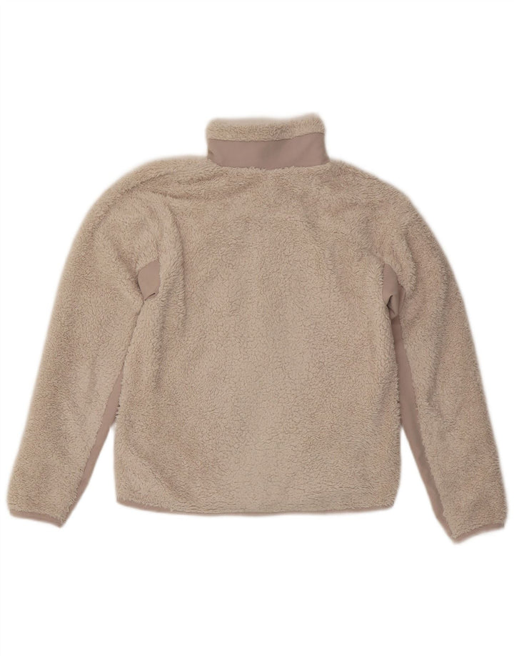 NIKE Fleecejakke i overstørrelse til kvinder UK 6 XS Beige Colourblock Polyester