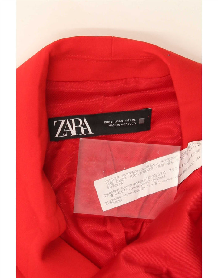 Zara Dame Dobbeltradet Longline vest UK 10 Lille rød polyester