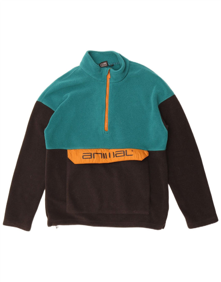 Animal Herre grafisk lynlås-hals Fleece Jumper Medium Grøn Colourblock