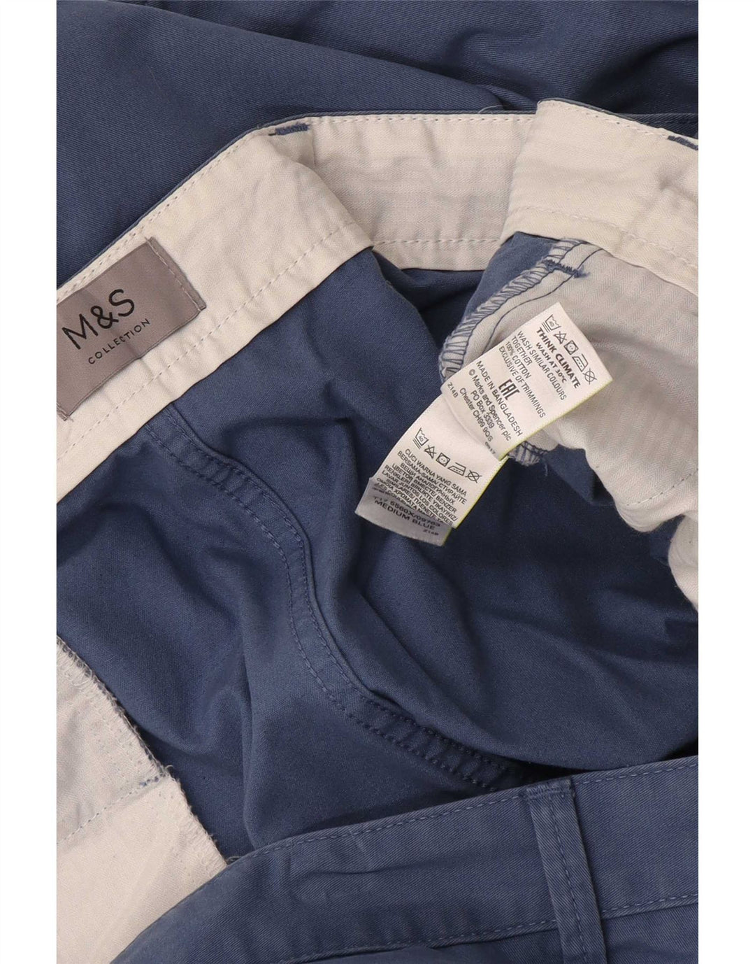 Marks & Spencer Herre Chino Shorts W48 4XL Blå Bomuld
