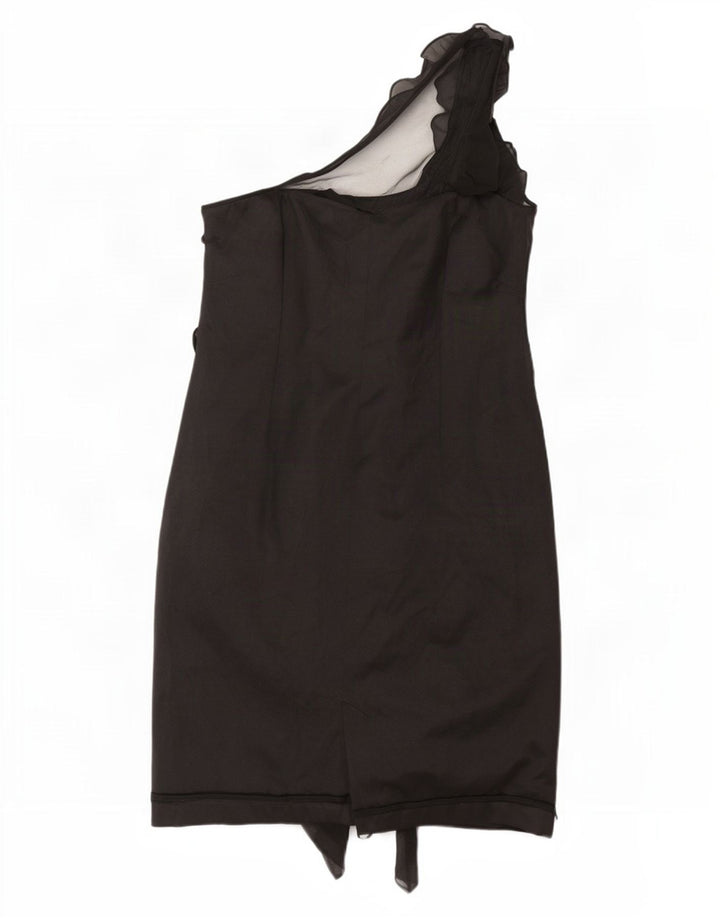 Karen Millen Dame One Shoulder Kjole UK 12 Medium Sort Silke