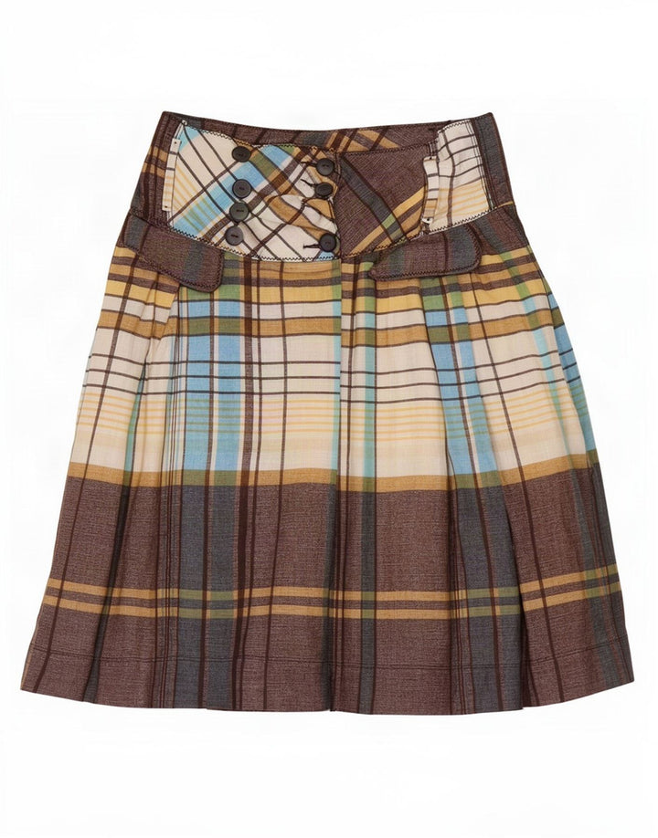 Zara Wrap-nederdel til kvinder, lille W26 brun plaid linned