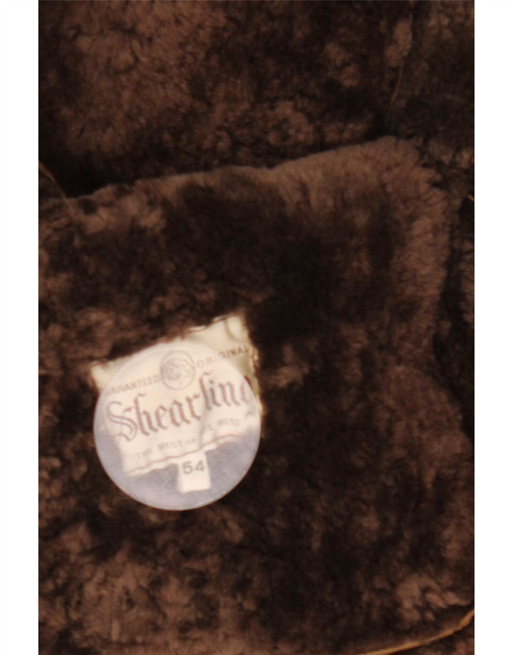 Vintage Herre Shearling Jacket IT 54 2XL Brun Shearling