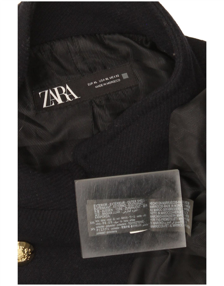 Zara Womens Pea Coat UK 18 XL Navy Blue Uld