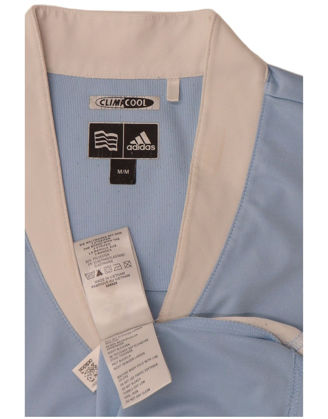 ADIDAS Dame Climacool T-Shirt Top UK 14 Medium Blue Colourblock