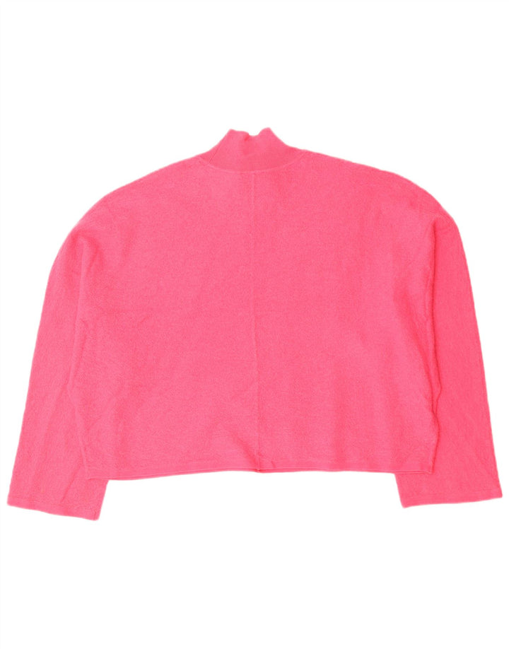 Cos Womens Crop Oversized Turtle Neck Jumper Sweater UK 10 Small Pink Wool