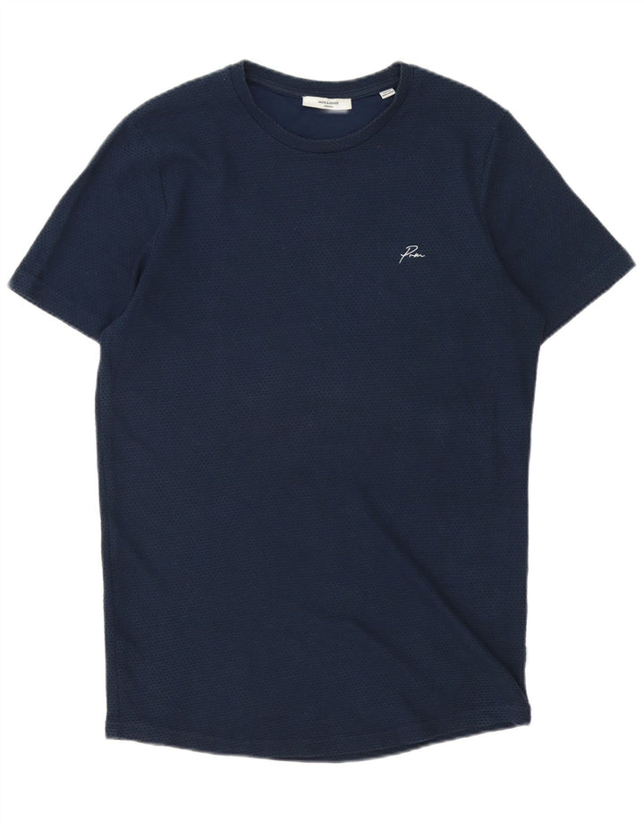 Jack & Jones herre T-shirt top mellem marineblå plettet bomuld
