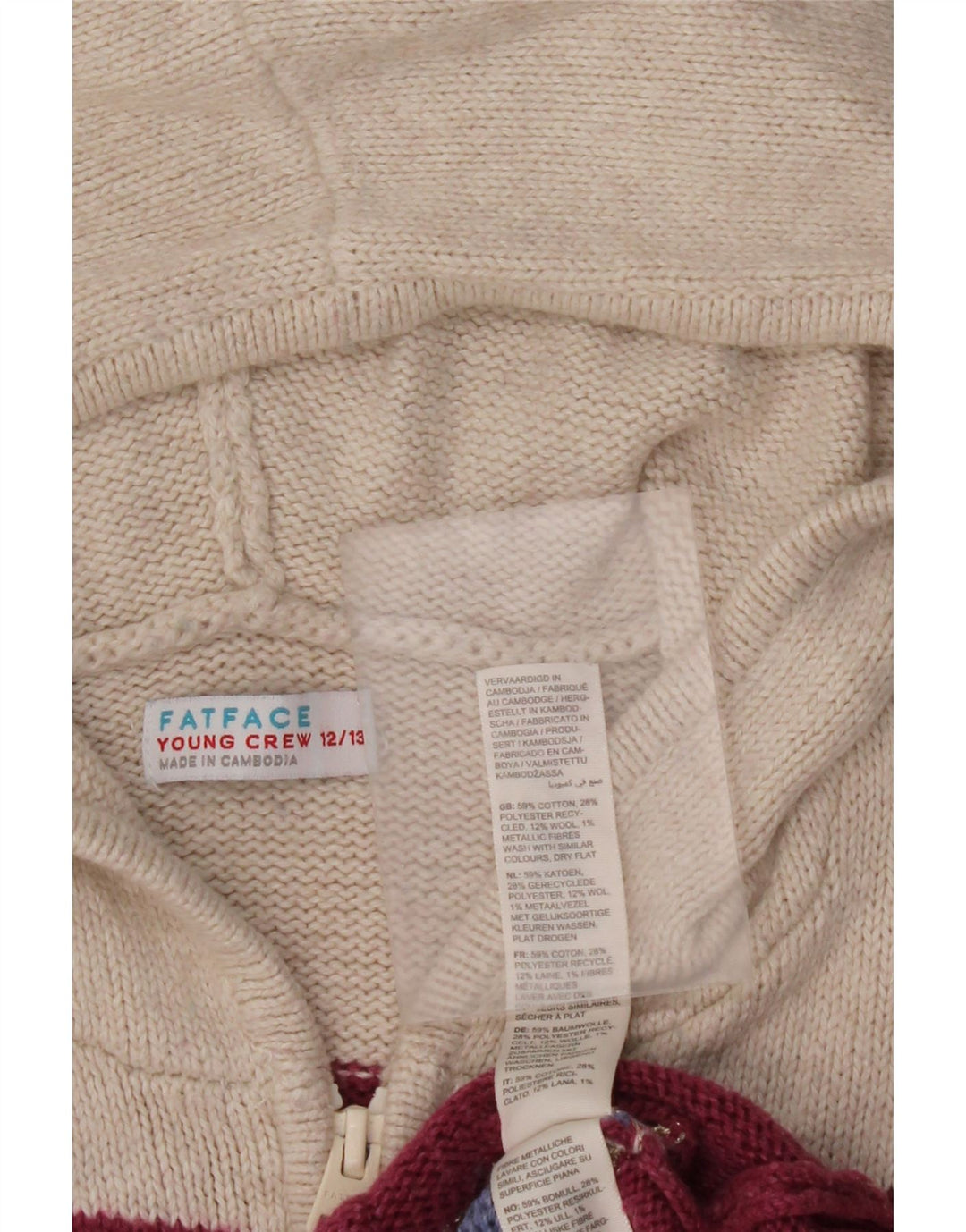 FAT FACE Pige hætte cardigan sweater 12-13 år Flerfarvet stribet