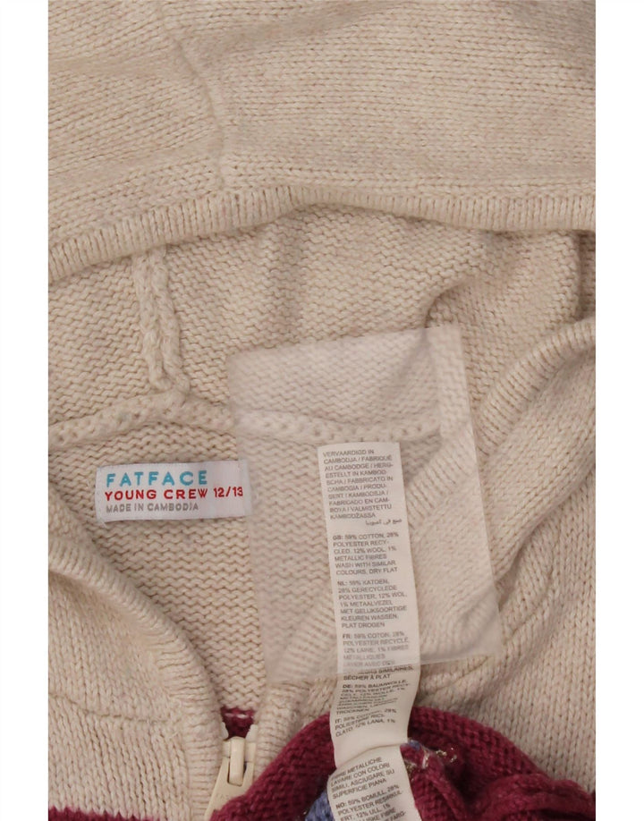 FAT FACE Pige hætte cardigan sweater 12-13 år Flerfarvet stribet
