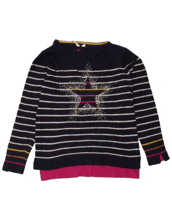 White Stuff Herre Boat Neck Jumper Sweater UK 12 Medium Navy Blue Striped