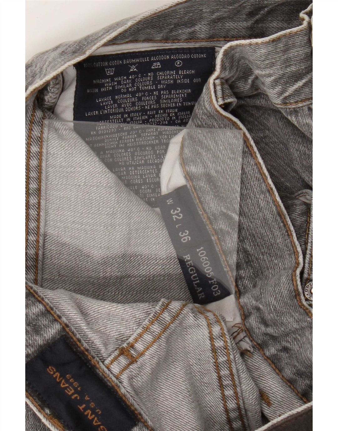 Gant Straight Jeans til mænd W32 L36 Grå bomuld