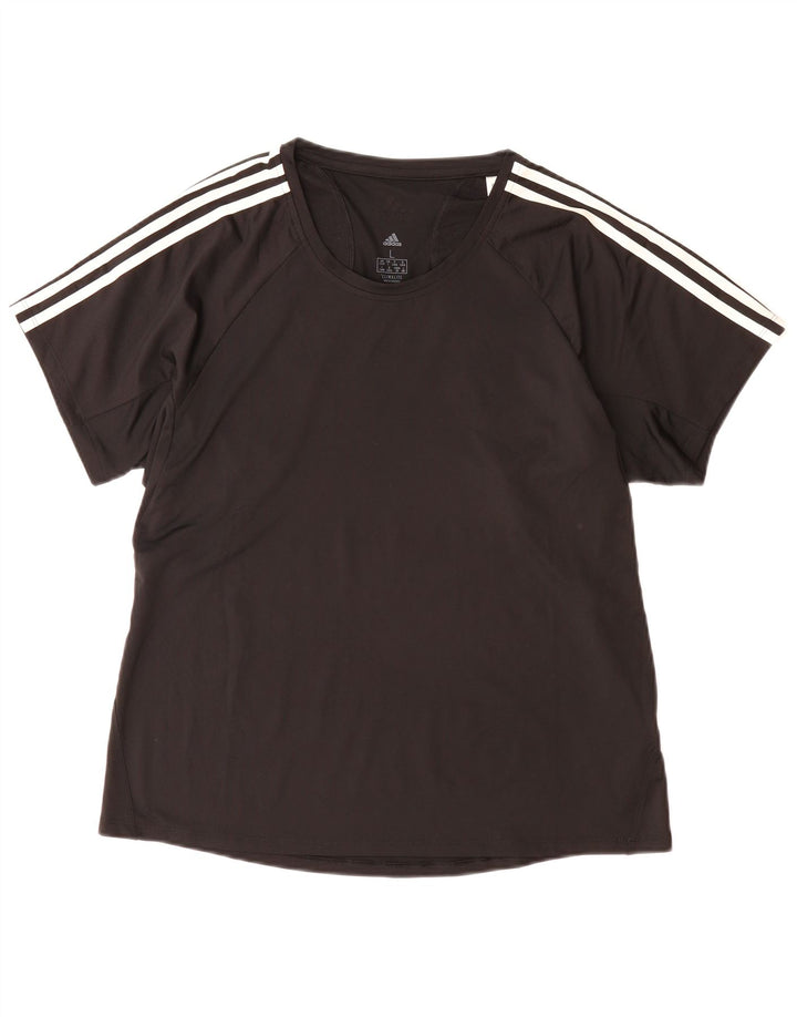 ADIDAS Womens Climalite T-Shirt Top UK 16/18 Large Black Polyester