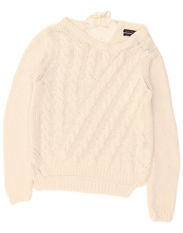 Massimo Dutti Dame Boat Neck Jumper Sweater UK 14 Medium White