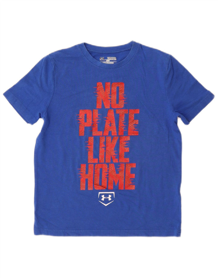 UNDER ARMOUR Boys Heat Gear Grafisk T-Shirt Top 7-8 år Lille Blå