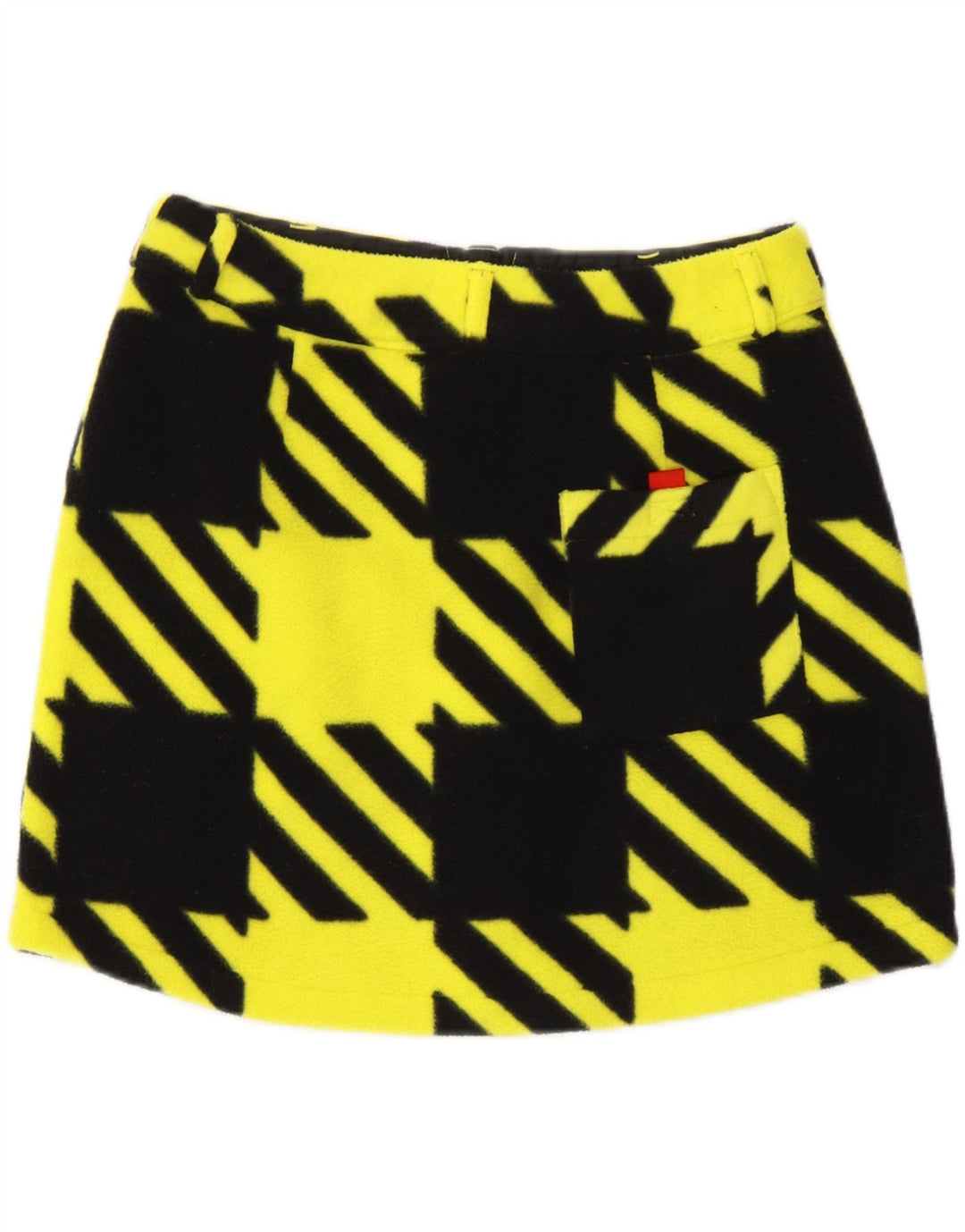 Adidas Dame Mini Nederdel UK 10 Small W27 Yellow Houndstooth