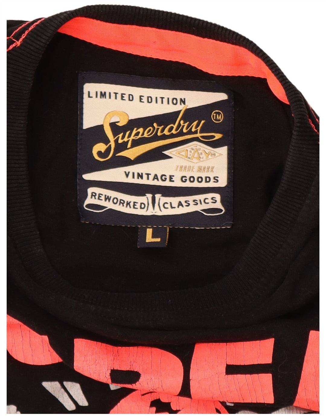 SUPERDRY Herre grafisk T-shirt Top Stor sort bomuld