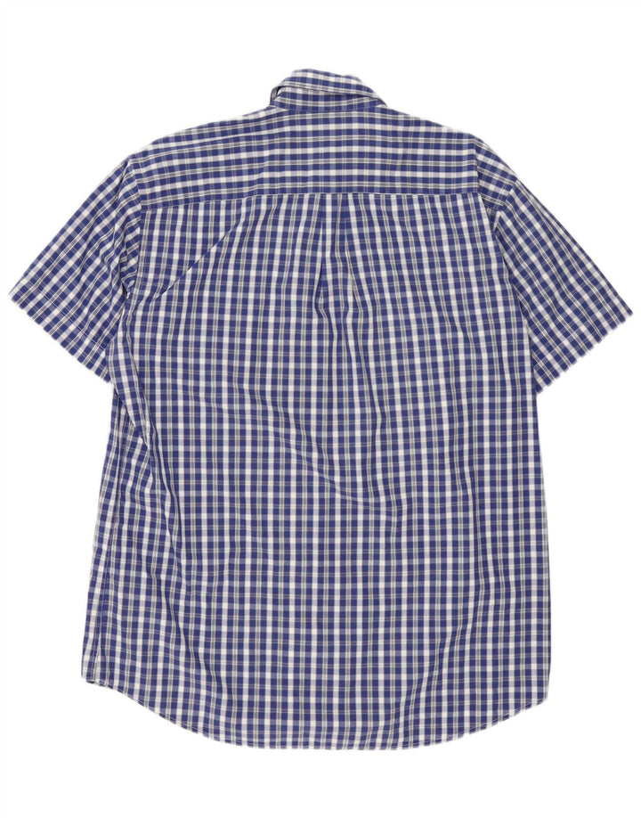 Lacoste Kortærmet Herreskjorte Størrelse 40 Medium Blue Gingham Cotton