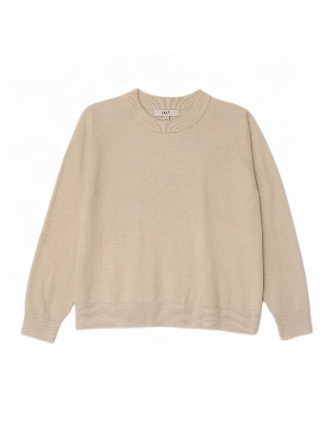 Marks & Spencer Dame sweater med rund hals DK 14 Medium Beige