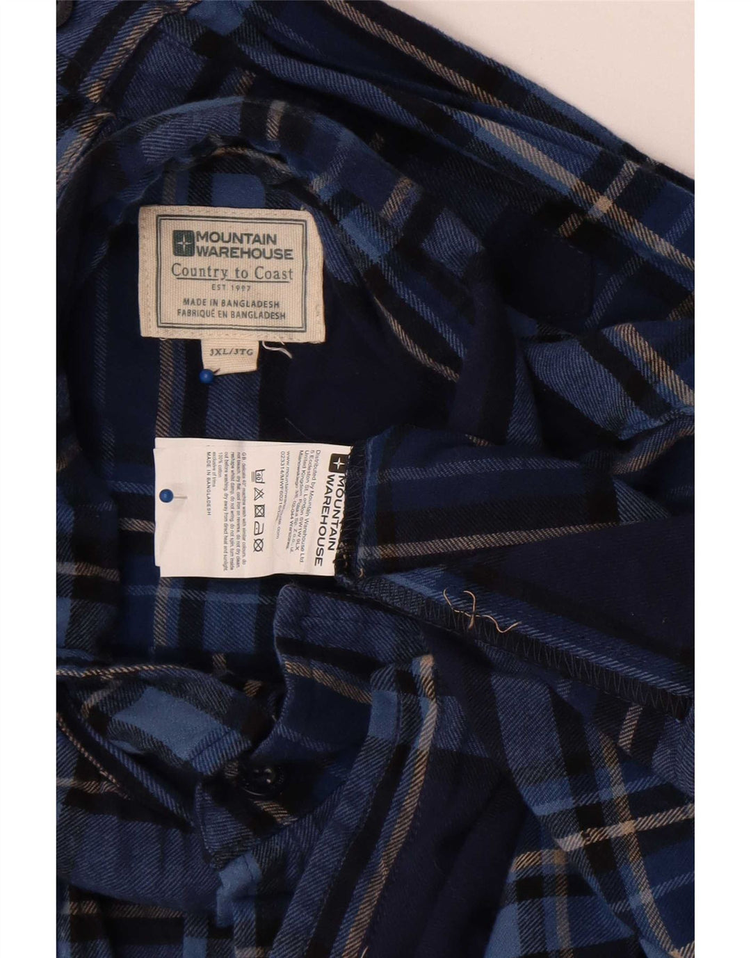 Mountain Warehouse Herre flannelskjorte 3XL blå ternet bomuld