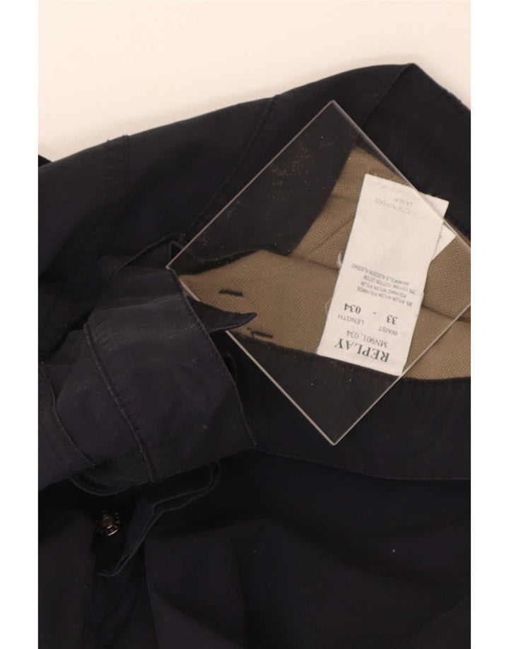 Replay Herre Bootcut Casual Bukser W33 L34 Marineblå Nylon