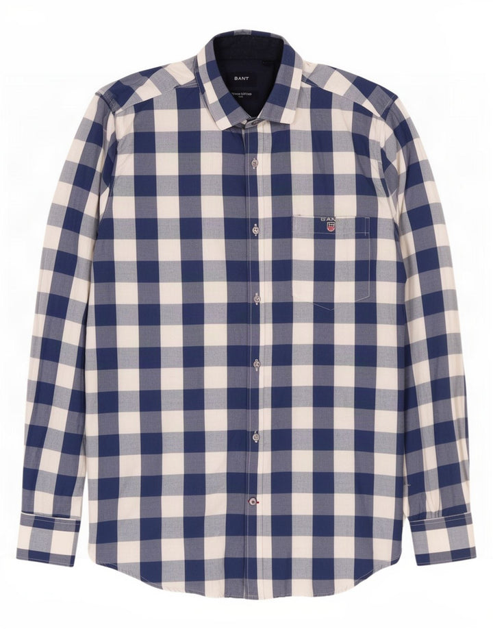 Gant Slim skjorte til mænd, lille blå Gingham bomuld